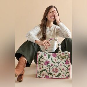 Evelyn Floral Multi Color Rectangle Tote Handbag